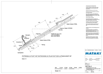 Mataki Konstruktion bim tak - Haloten Steel - Fotränna av plåt vid taktäckning av plan plåt och lutning